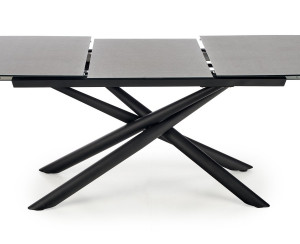 MASA DINING EXTENSIBILA CAPELLO, GRI INCHIS/NEGRU, 180/240 CM, BLAT DIN STICLA SI PICIOARE DIN METAL, STIL MODERN, HALMAR - Img 5