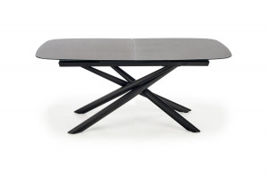 MASA DINING EXTENSIBILA CAPELLO, GRI INCHIS/NEGRU, 180/240 CM, BLAT DIN STICLA SI PICIOARE DIN METAL, STIL MODERN, HALMAR - Img 9