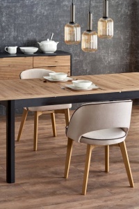 MASA DINING EXTENSIBILA FLORIAN, STEJAR ARTISAN/NEGRU, 160/228 CM, DIN MDF SI FURNIR, STIL CLASIC - Img 7