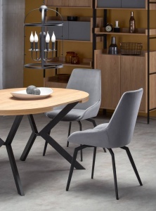 MASA DINING EXTENSIBILA PERONI, STEJAR AURIU/NEGRU, 100/250 CM, BLAT DIN MDF SI PICIOARE DIN METAL, STIL MODERN - Img 5