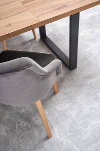 MASA DINING EXTENSIBILA VENOM, STEJAR WOTAN/NEGRU, 160/210 CM, BLAT DIN MDF LAMINAT SI PICIOARE DIN METAL, STIL VINTAGE - Img 5