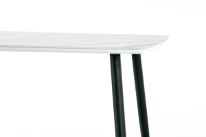 MASA DINING MARCO, CU EFECT DE MARMURA ALBA/NEGRU, 120 CM, BLAT DIN STICLA, MDF SI PICIOARE DIN METAL, STIL MODERN - Img 7
