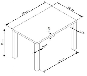 MASA DINING RONALD, ALBA, 120 CM, BLAT DIN MDF LACUIT SI PICIOARE DIN MDF, STIL MODERN - Img 2