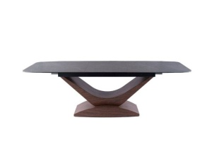 MASA EXTENSIBILA DOLCE, 180/240 CM, EFECT DE MARMURA GRI/NUC, DIN STICLA SECURIZATA, CERAMICA SI MDF, STIL MODERN - Img 7