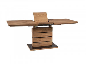 MASA EXTENSIBILA LEONARDO, 140/180 CM, STEJAR/NEGRU, DIN MDF SI STICLA SECURIZATA, STIL MODERN - Img 3