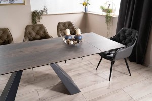 MASA EXTENSIBILA SALVADORE LEGNO, MARO/NEGRU MAT, 160/240 CM, DIN STICLA SECURIZATA, CERAMICA SI METAL, STIL MODERN - Img 3