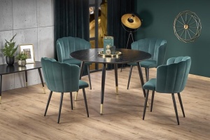 MASA LIVING EMBOS, NEGRU/AURIU, 120 CM, BLAT DIN MDF SI PICIOARE DIN METAL, STIL MODERN - Img 1