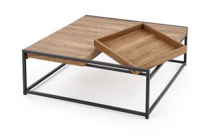 MASUTA DE CAFEA FREGATA, CU SPATIU DE DEPOZITARE, NUC/NEGRU, DIN MDF FURNIRUIT SI METAL, STIL MODERN, HALMAR - Img 2