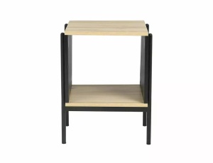 MASUTA DE CAFEA KARINA B, 40 CM, STEJAR/NEGRU, BLAT DIN MDF SI CADRU DIN METAL, STIL MODERN - Img 4