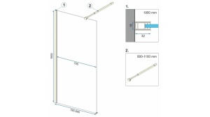 PARAVAN DE DUS REA AERO N, 80CM, AURIU, DIN STICLA, CALITATE SUPERIOARA - Img 5