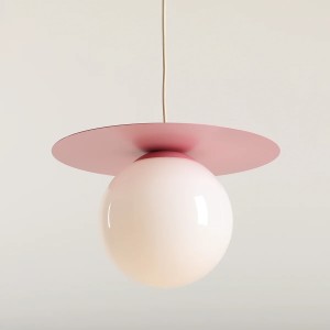 PENDUL LOOP M, 200 CM, ROZ, DIN STICLA SI METAL, STIL MODERN - Img 4
