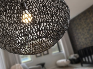 PENDUL MAON, 50 CM, NEGRU/NEGRU, DIN METAL SI FIBRE DE HARTIE, STIL MODERN - Img 2