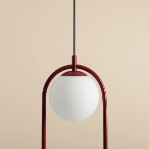 PENDUL RIVA 2, 200 CM, ROSU, DIN STICLA SI METAL, STIL MODERN - Img 3