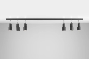 PLAFONIERA ASPO, 6 (2x3) BRATE, 15,5 CM, NEAGRA, DIN METAL, STIL MODERN - Img 1