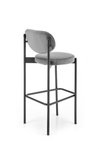 SCAUN DE BAR H108, GRI/NEGRU, TAPITERIE DIN CATIFEA SI PICIOARE DIN METAL, STIL MODERN - Img 3