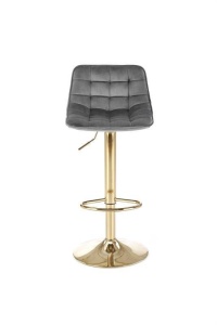 SCAUN DE BAR H120, GRI/AURIU, TAPITERIE DIN CATIFEA SI PICIOARE DIN METAL, STIL MODERN - Img 4
