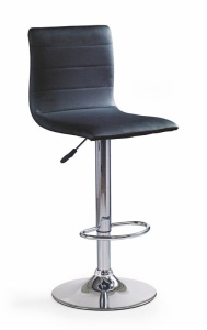 SCAUN DE BAR H21, NEGRU/CROM, TAPITERIE DIN PIELE ECOLOGICA SI PICIOR DIN METAL, STIL MODERN - Img 1