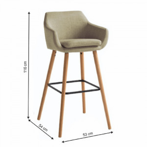 SCAUN DE BAR TAHIRA, BEJ/FAG, STIL MODERN, TK - Img 2