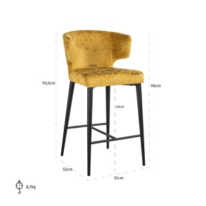 SCAUN DE BAR TAYLOR MUSTARD FUSION 06, S4715, CONFECTIONAT DIN 100% POLIESTER SPUMA SI METAL, RICHMOND INTERIORS - Img 3