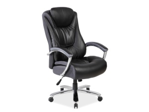 SCAUN DE BIROU PIVOTANT CONSUL, NEGRU, TAPITERIE DIN PIELE ECOLOGICA SI PICIOR DIN METAL, STIL MODERN - Img 1
