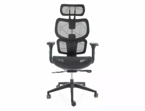 SCAUN DE BIROU PIVOTANT DEVON, NEGRU/NEGRU, TAPITERIE DIN PLASA SI PICIOR DIN PLASTIC, STIL MODERN - Img 2