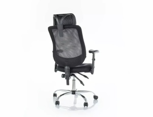 SCAUN DE BIROU PIVOTANT Q-118R, NEGRU/CROM, TAPITERIE DIN STOFA SI PLASA SI PICIOR DIN METAL, STIL MODERN - Img 3