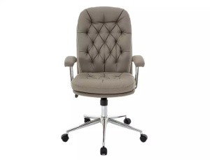SCAUN DE BIROU PIVOTANT Q-288, GRI/CROM, TAPITERIE DIN PIELE ECOLOGICA SI PICIOR DIN METAL, STIL MODERN - Img 3