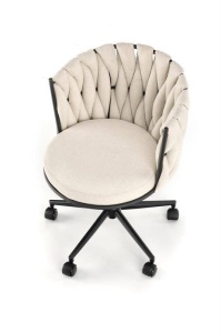 SCAUN DE BIROU TALON, BEJ/NEGRU, TAPITERIE DIN STOFA SI PICIOARE DIN METAL, STIL MODERN - Img 5