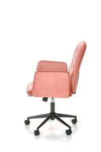 SCAUN DE BIROU TULIP, ROZ/NEGRU, TAPITERIE DIN CATIFEA SI PICIOARE DIN METAL, STIL MODERN - Img 3