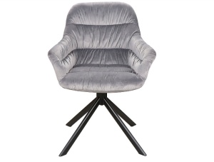 SCAUN DINING ASTORIA II, GRI BLUVEL 14/NEGRU MAT, TAPITERIE DIN CATIFEA SI PICIOARE DIN METAL, STIL MODERN, SIGNAL - Img 2
