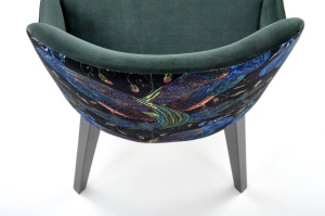 SCAUN DINING ENDO, VERDE BLUVEL 78/MULTICOLOR/NEGRU, CU TAPITERIE DIN CATIFEA SI PICIOARE DIN LEMN MASIV, STIL CLASIC - Img 8