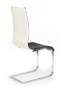 SCAUN DINING K104, NEGRU/ALB/CROM, CU TAPITERIE DIN PIELE ECOLOGICA, PLACAJ LACUIT SI PICIOARE DIN METAL, STIL MODERN - Img 2