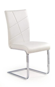 SCAUN DINING K108, ALB/CROM, CU TAPITERIE DIN PIELE ECOLOGICA SI PICIOARE DIN METAL, STIL MODERN - Img 1