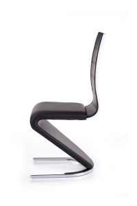 SCAUN DINING K194, NEGRU/ALB/CROM, CU TAPITERIE DIN PIELE ECOLOGICA, PLACAJ LACUIT SI PICIOARE DIN METAL, STIL MODERN - Img 6