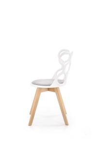 SCAUN DINING K308, ALB/GRI/STEJAR, CU TAPITERIE DIN STOFA, POLIPROPILENA SI PICIOARE DIN LEMN MASIV, STIL MODERN - Img 3