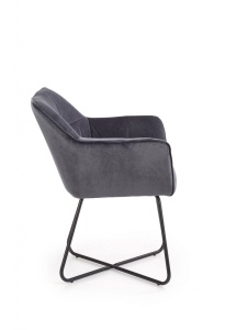 SCAUN DINING K377, GRI/NEGRU, CU TAPITERIE DIN CATIFEA SI PICIOARE DIN METAL, STIL MODERN - Img 5