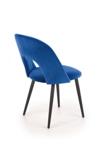 SCAUN DINING K384, ALBASTRU/NEGRU, CU TAPITERIE DIN STOFA FINA SI PICIOARE DIN METAL, STIL MODERN - Img 5