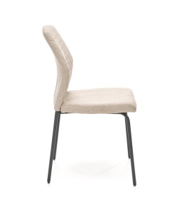 SCAUN DINING K461, BEJ/NEGRU, CU TAPITERIE DIN STOFA SI PICIOARE DIN METAL, STIL MODERN - Img 2