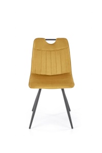 SCAUN DINING K521, GALBEN MUSTAR/NEGRU, CU TAPITERIE DIN CATIFEA SI PICIOARE DIN METAL, STIL MODERN - Img 6