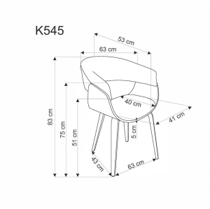 SCAUN DINING K545, GRI/NUC, CU TAPITERIE DIN STOFA SI PICIOARE DIN LEMN, STIL MODERN - Img 2