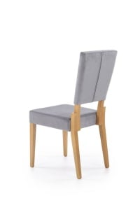 SCAUN DINING SORBUS, GRI/STEJAR, CU TAPITERIE DIN STOFA SI PICIOARE DIN LEMN MASIV, STIL CLASIC - Img 3