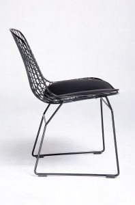 SCAUN NET SOFT, CONFECTIONAT DIN METAL NEGRU, CU PERNA TAPITATA CU PIELE ECOLOGICA, STIL MODERN - Img 3