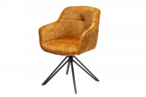 SCAUN ROTATIV GALBEN MUSTAR, EUPHORIA COD 40260, DIN METAL SI CATIFEA, STIL RETRO - Img 6