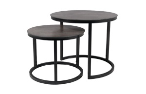 SET 2 MASUTE DE CAFEA ATLANTA A II, 43/53 CM, EFECT DE MARMURA GRI/NEGRU, BLAT DIN STICLA SECURIZATA SI CADRU DIN METAL, STIL MODERN - Img 1
