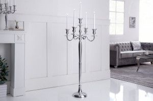 SET 2 SFESNICE DE PODEA 5 BRATE, 120CM, COD 17365 ARGINTIU STIL CLASIC - Img 1