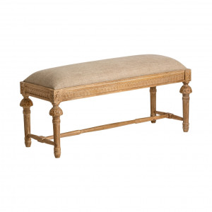 TABURET PAT STOOL NARGIS REF. 25438, CULOARE BEJ, DIN LEMN MASIV DE MANGO , BUMBAC, VIC - Img 2