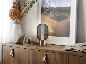 VEIOZA MICRON, 24 CM, NEGRU/AURIU/TRANSPARENT, DIN METAL SI ACRIL, STIL MODERN - Img 1