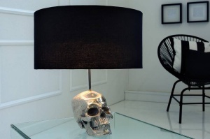 VEIOZA SKULL 44CM NEGRU/ARGINTIU DIN TEXTIL SI ALUMINIU COD 38320 - Img 1