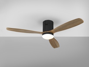 VENTILATOR SIROCO, CU TELECOMANDA, 30 CM, NEGRU MAT/NUC, DIN METAL SI LEMN, STIL MODERN - Img 2