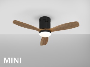 VENTILATOR SIROCO MINI, CU TELECOMANDA, 30 CM, NEGRU/NUC, DIN METAL SI LEMN, STIL MODERN - Img 4